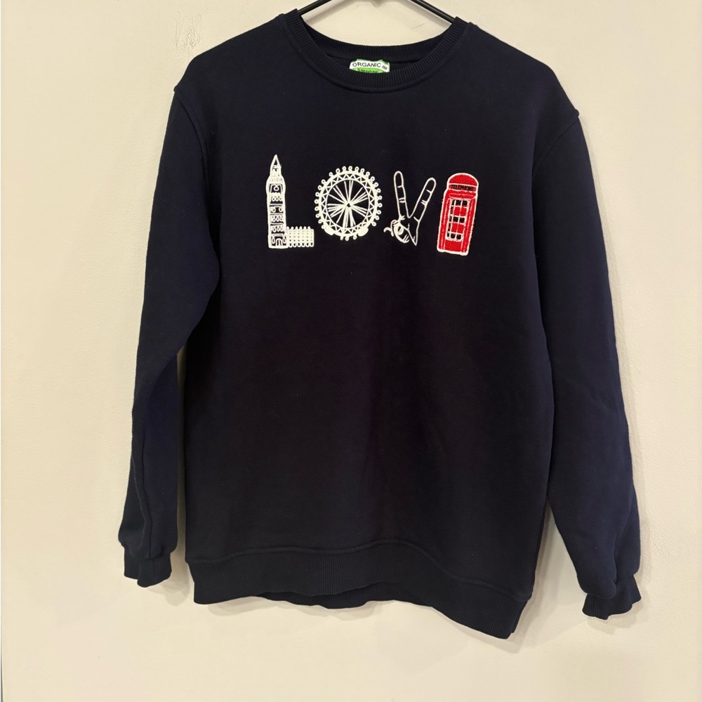 Adult Medium Navy London Graphic Crewneck Sweatshirt by Organic Hill